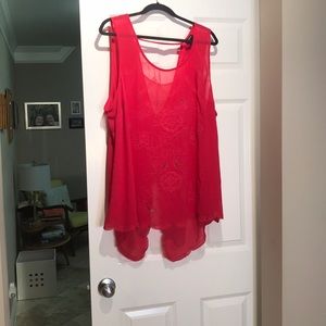 Torrid 4x magenta embroidered open back shirt